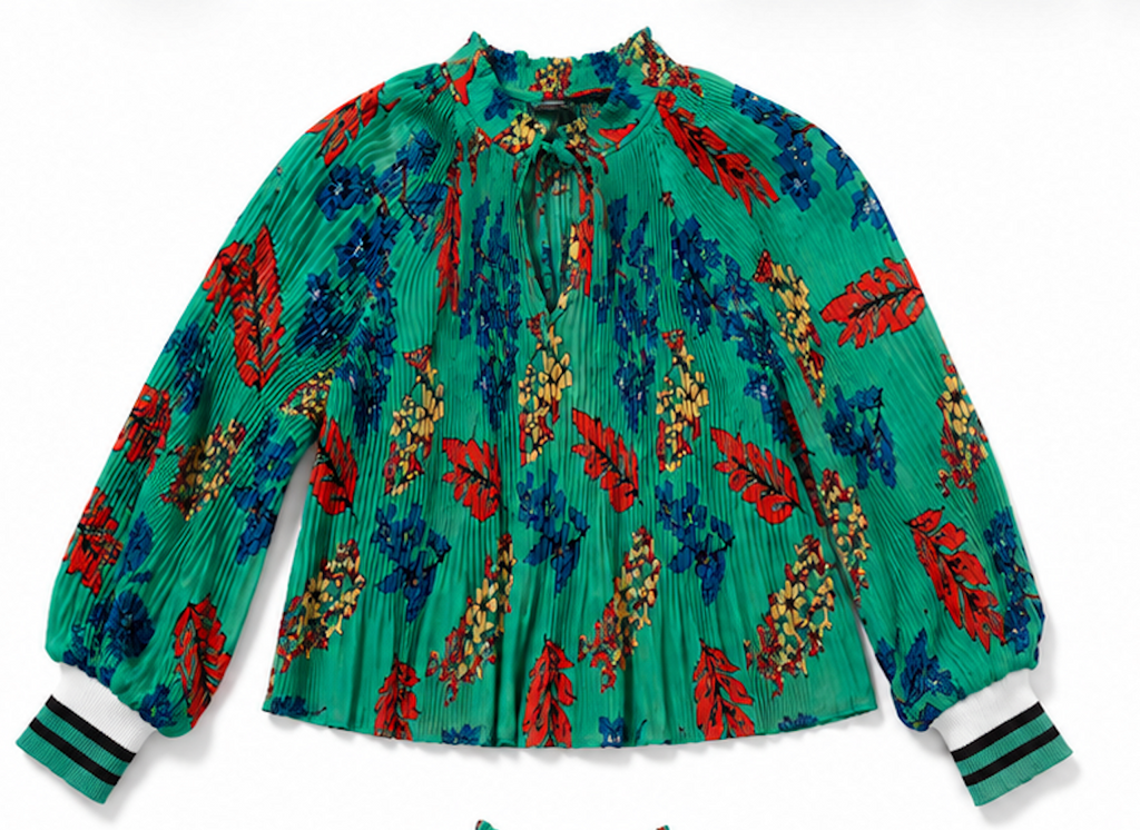 Pleated Floral Blouse, Belle Vere - Size L/XL