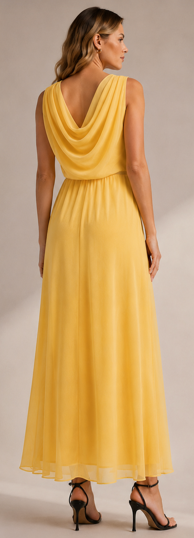 Yellow London Dress with draped neck, TFNC - Size M