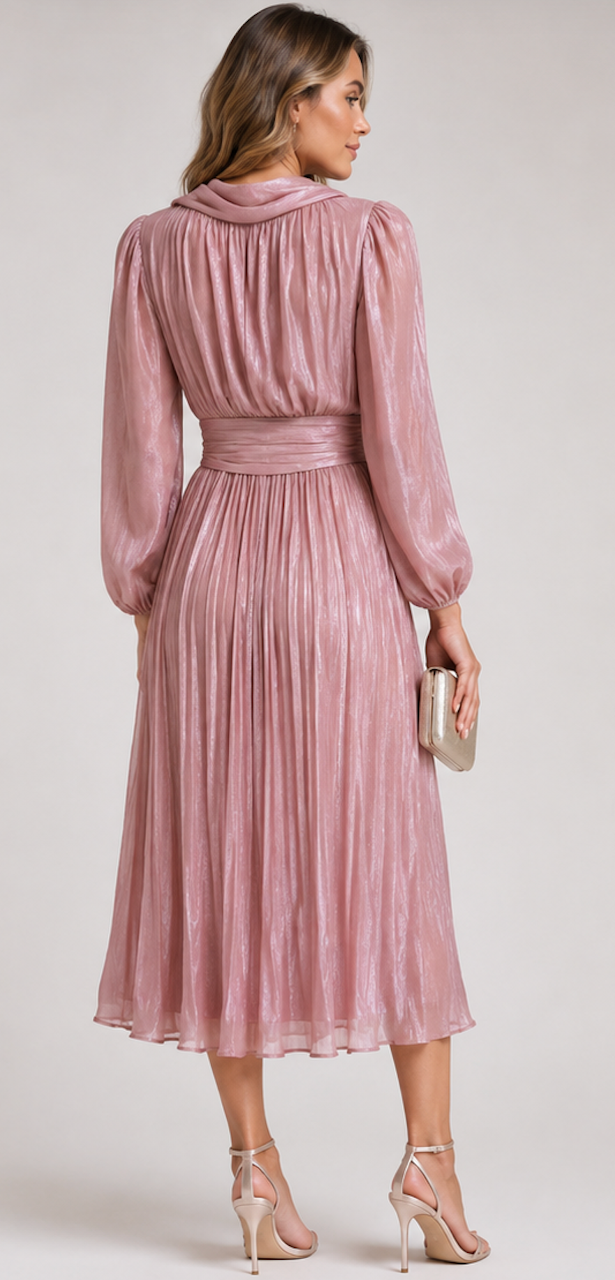 Pleated Satin-Look Maxi Dress, ANEWSTA - Size M