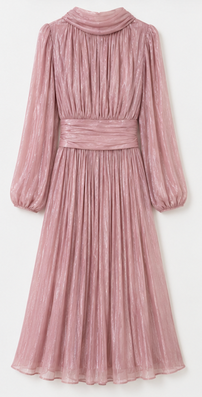 Pleated Satin-Look Maxi Dress, ANEWSTA - Size M