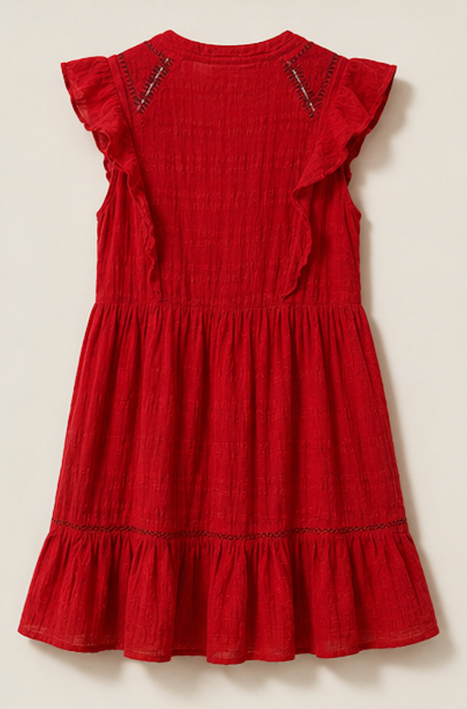 Red Embroidered mini dress, Knox Rose - size M