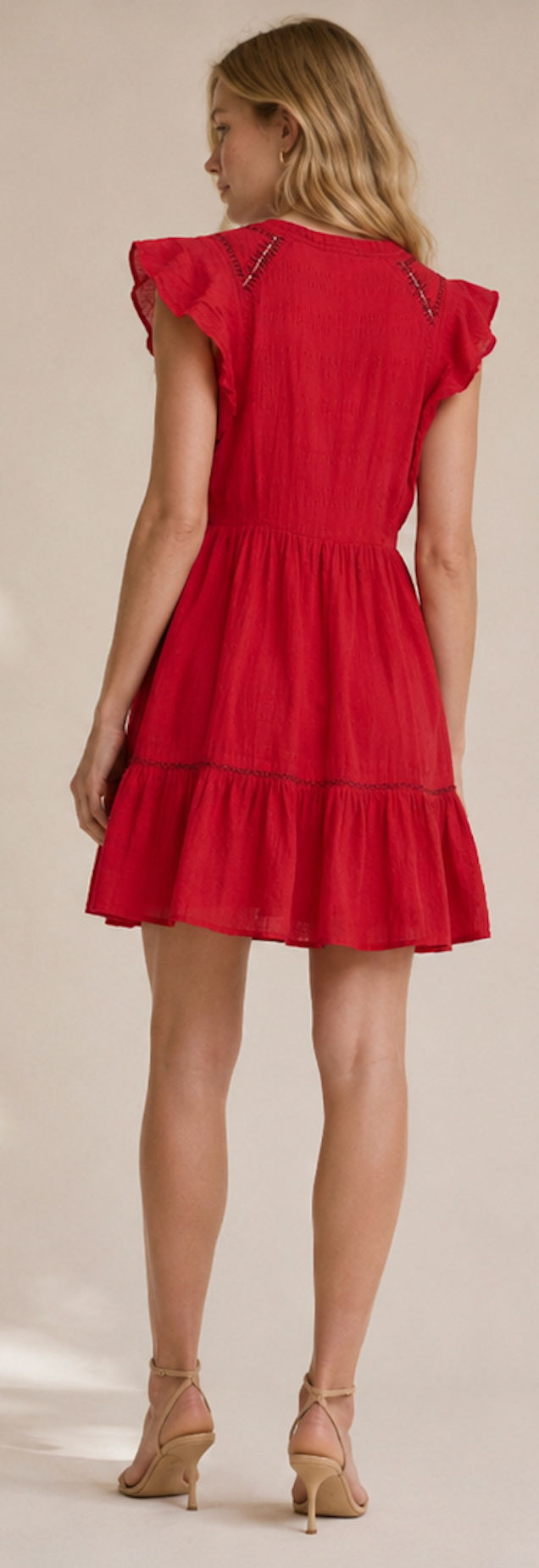 Red Embroidered mini dress, Knox Rose - size M