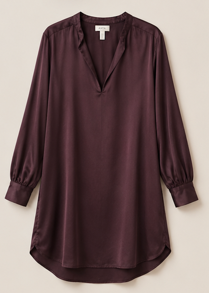 V-neck Tunic Blouse in Burgundy, H&M  - Size L