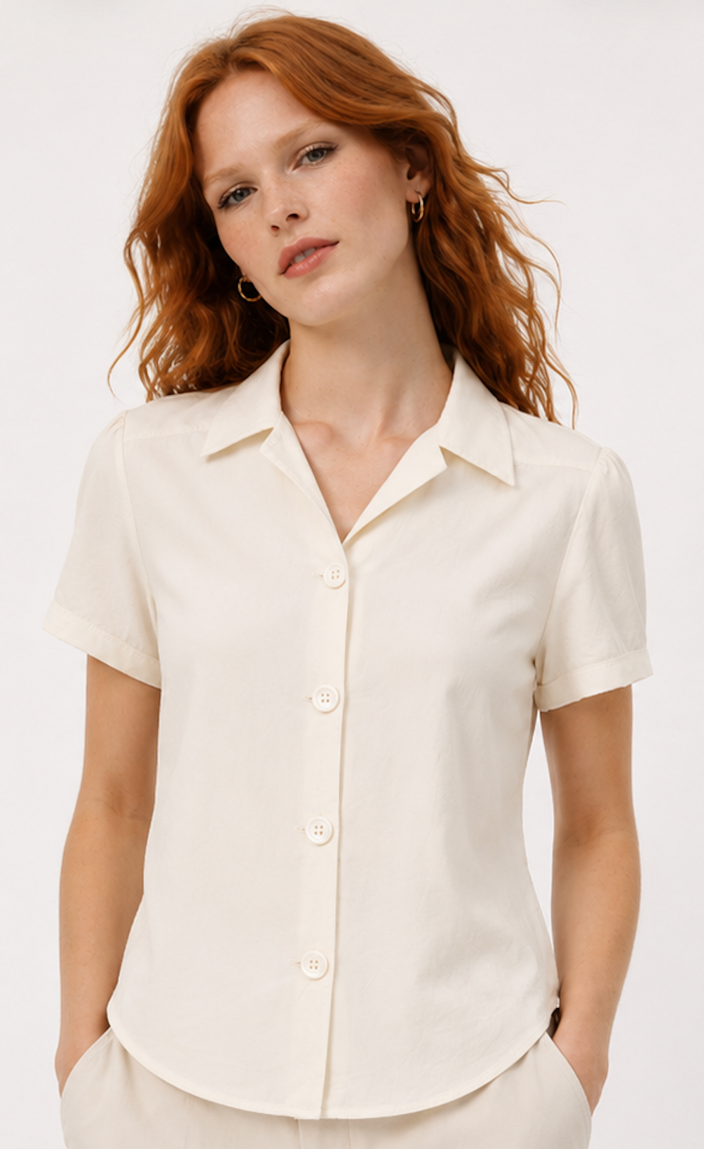 Off-White Retro Blouse, Pretty Retro – Size S