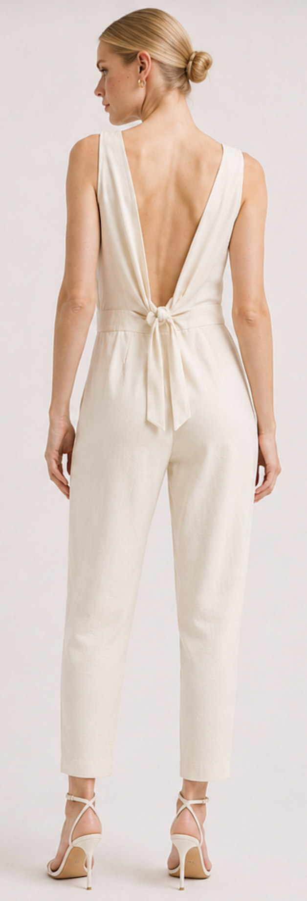 Ivory Sleeveless Jumpsuit, Massimo Dutti – Size XS