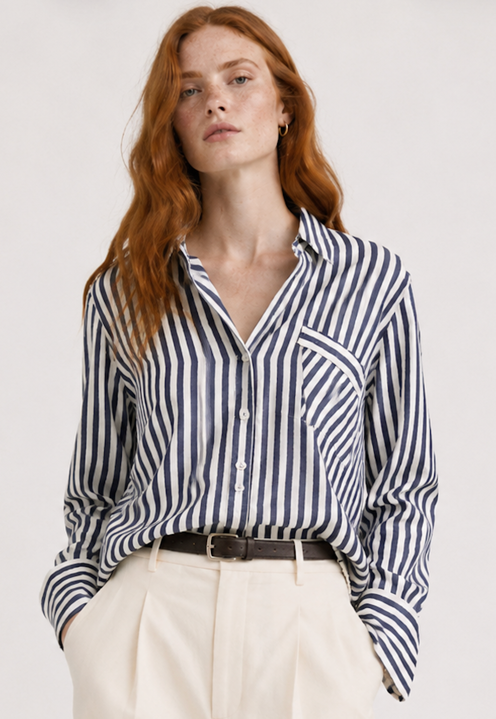 Navy and white striped Shirt, & Other Stories – Size M