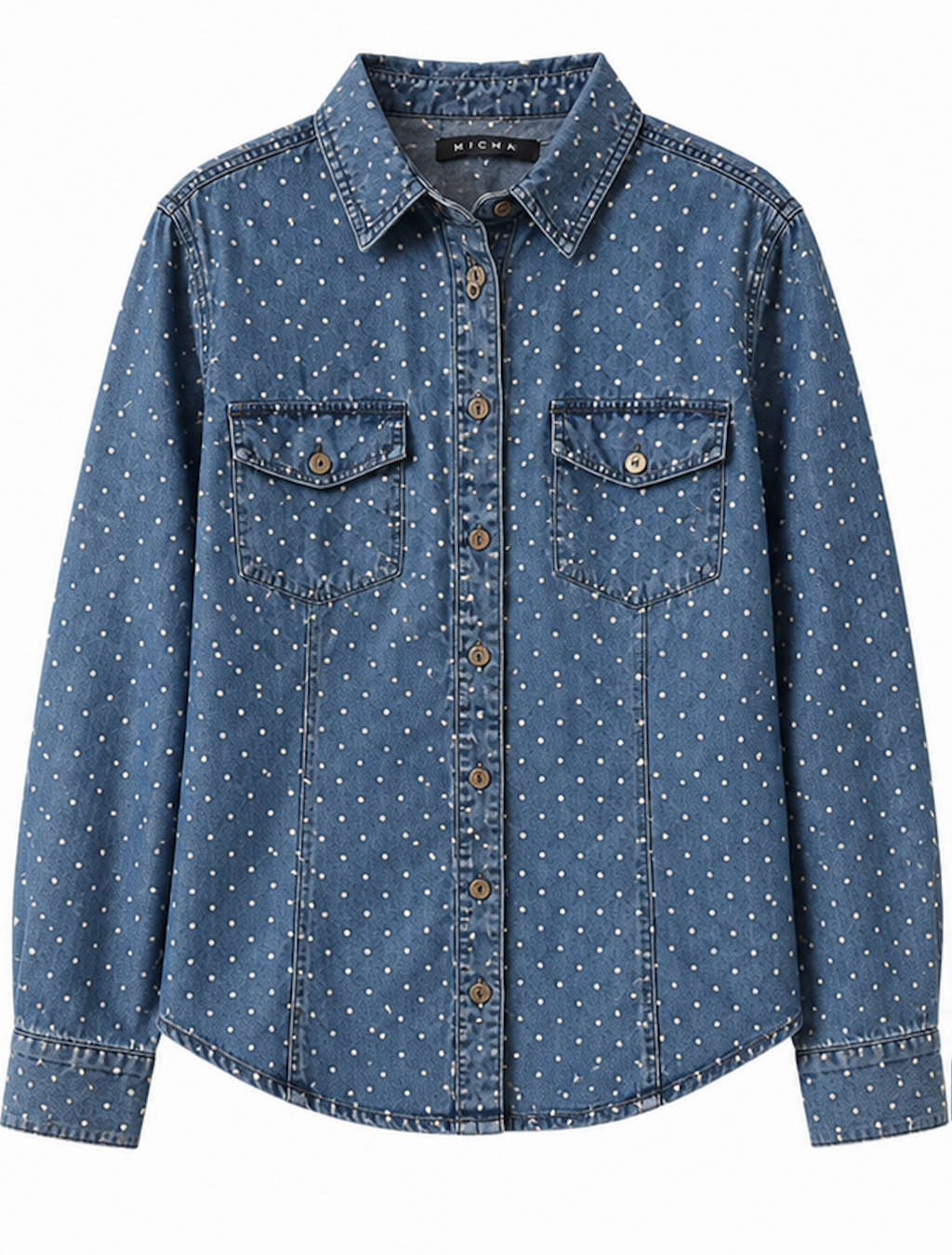 Polka dotted denim shirt, MICHA - Size M