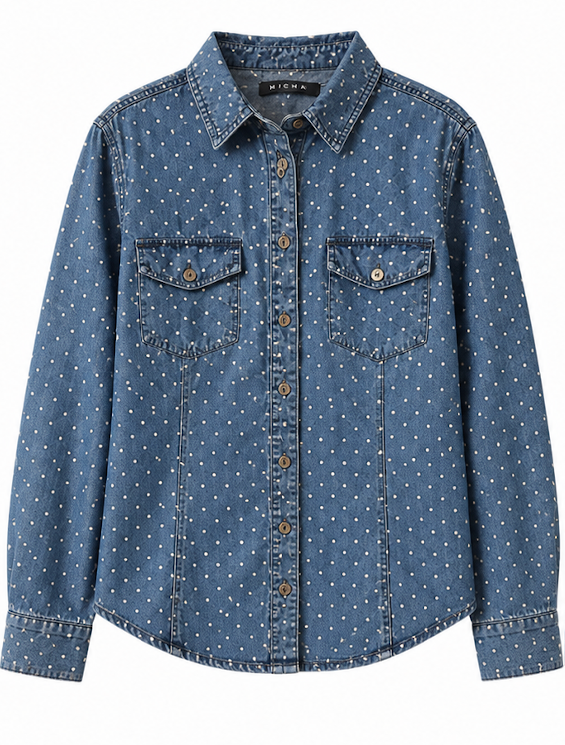 Polka dotted denim shirt, MICHA - Size M