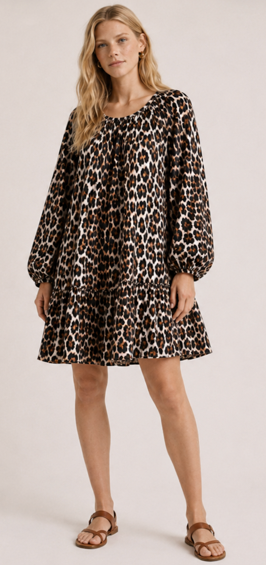 Leopard Flowy Oversize dress, H&M - Size XS