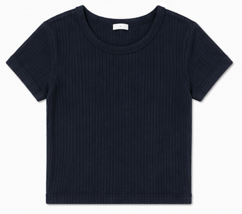 Black Ribbed T-Shirt, H&M – Size S