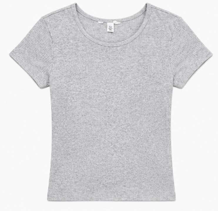 Light grey ribbed short-sleeve, H&M – Size XS