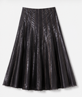 Shiny Paneled Midi Skirt, sandwich_ – Size 36