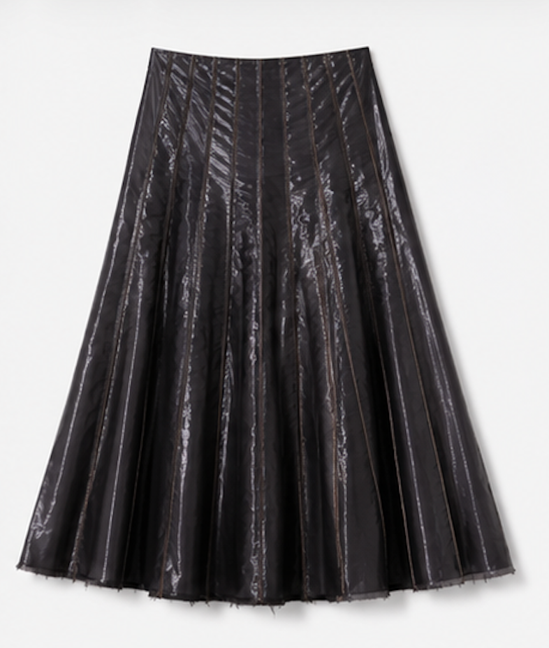 Shiny Paneled Midi Skirt, sandwich_ – Size 36
