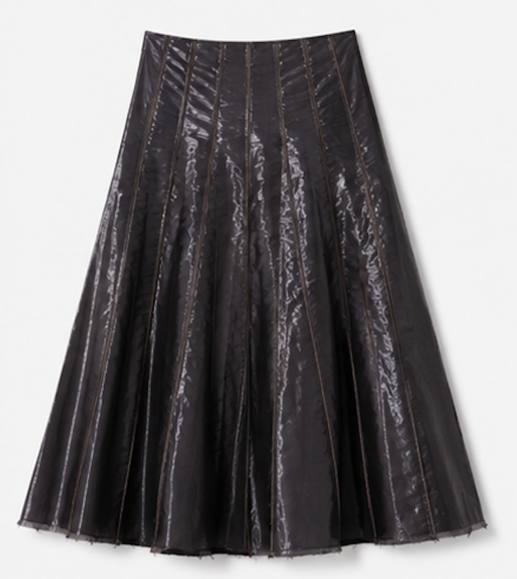 Shiny Paneled Midi Skirt, sandwich_ – Size 36