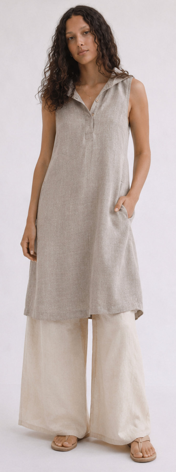 Minimalist Sleeveless Hooded Dress, CLAIRE – Size M