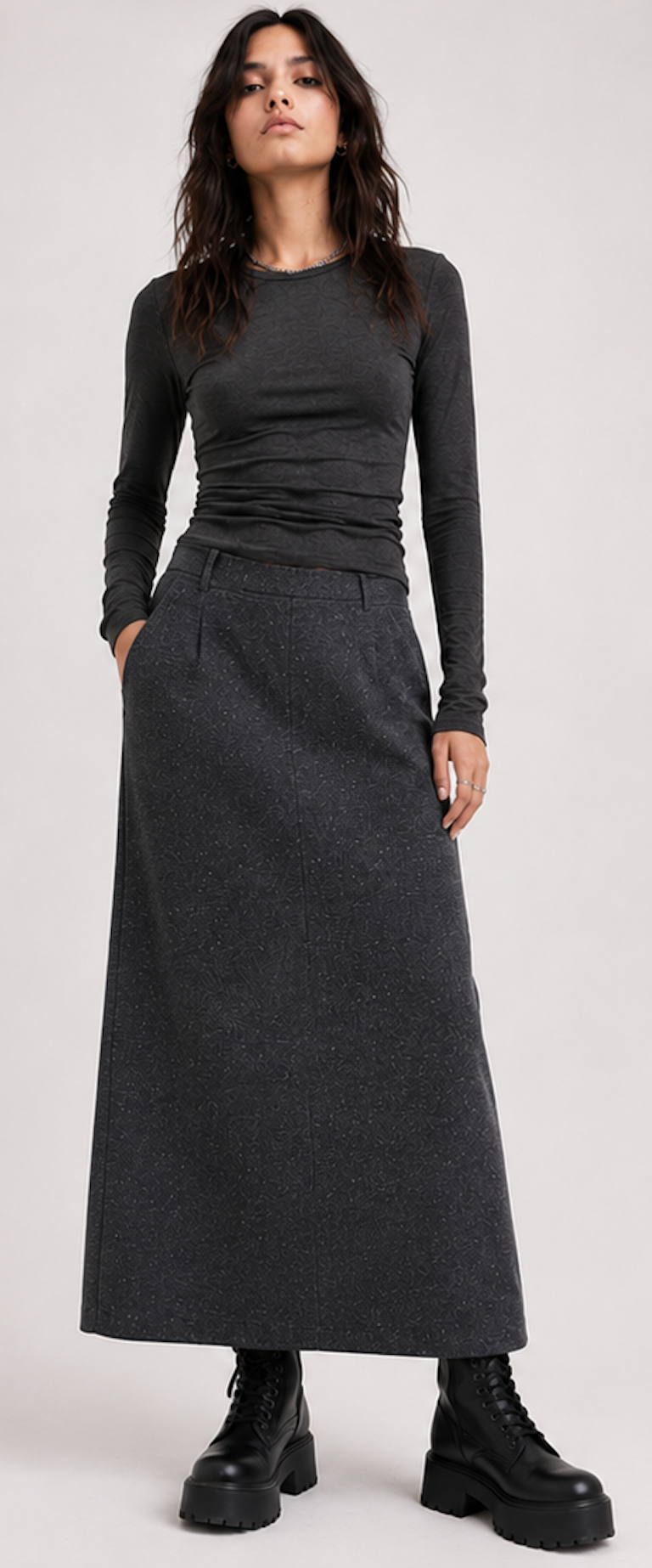 Dark grey heathered Maxi Skirt, Estelie – Size 36