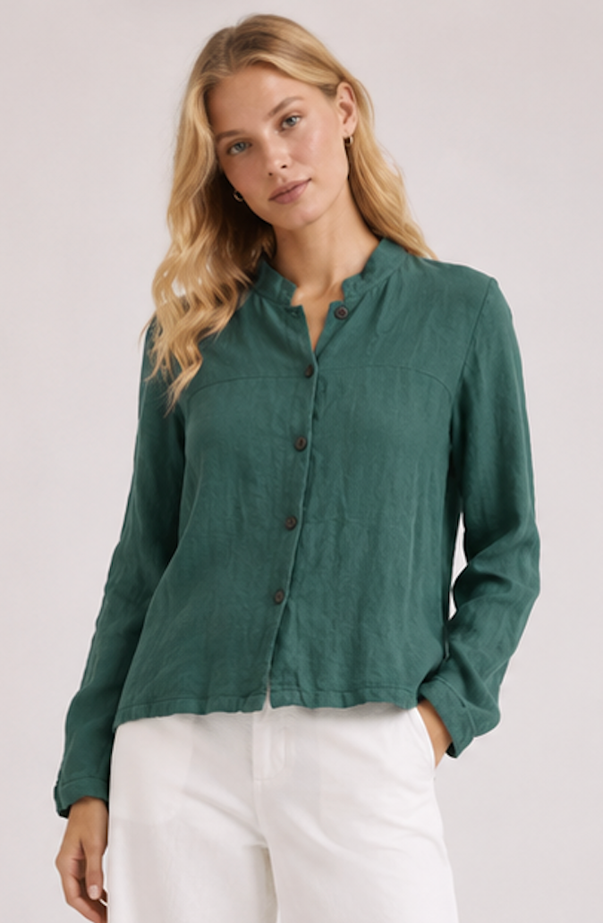 Green Linen Blouse, The MASAI Clothing Company – Size M