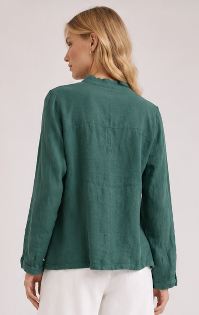 Green Linen Blouse, The MASAI Clothing Company – Size M