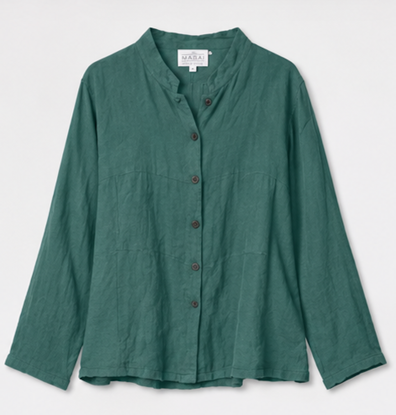 Green Linen Blouse, The MASAI Clothing Company – Size M