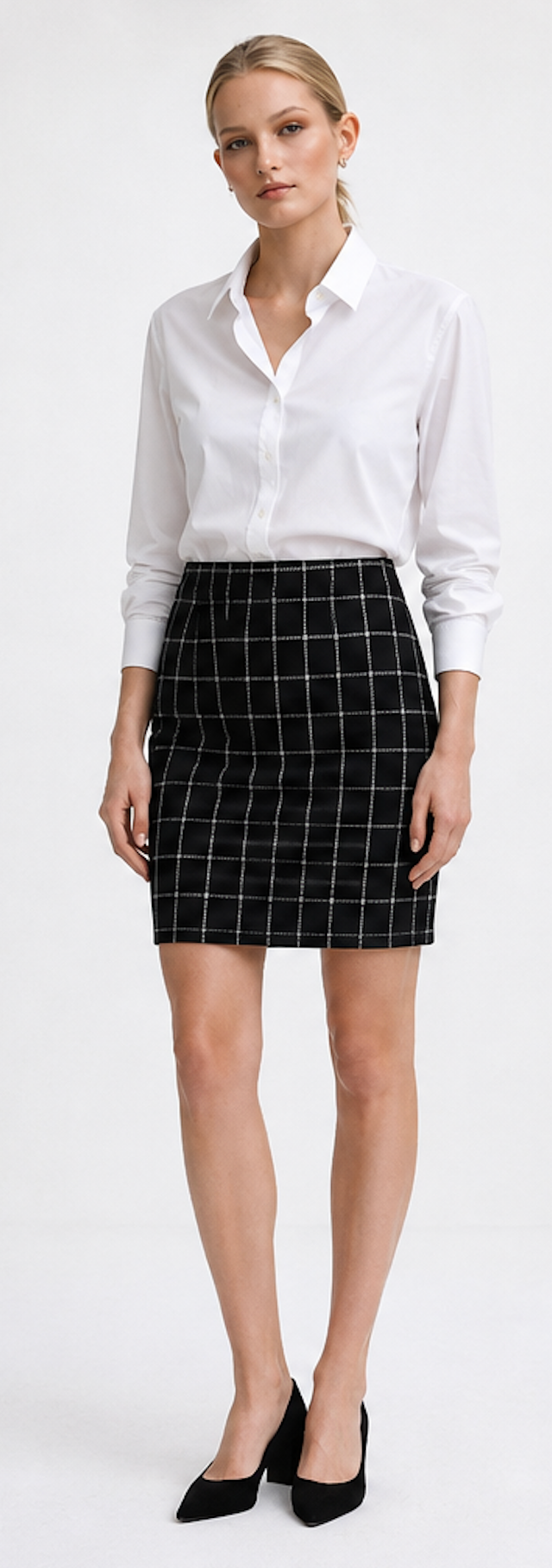 Windowpane check Stretch Skirt, minimum – Size S