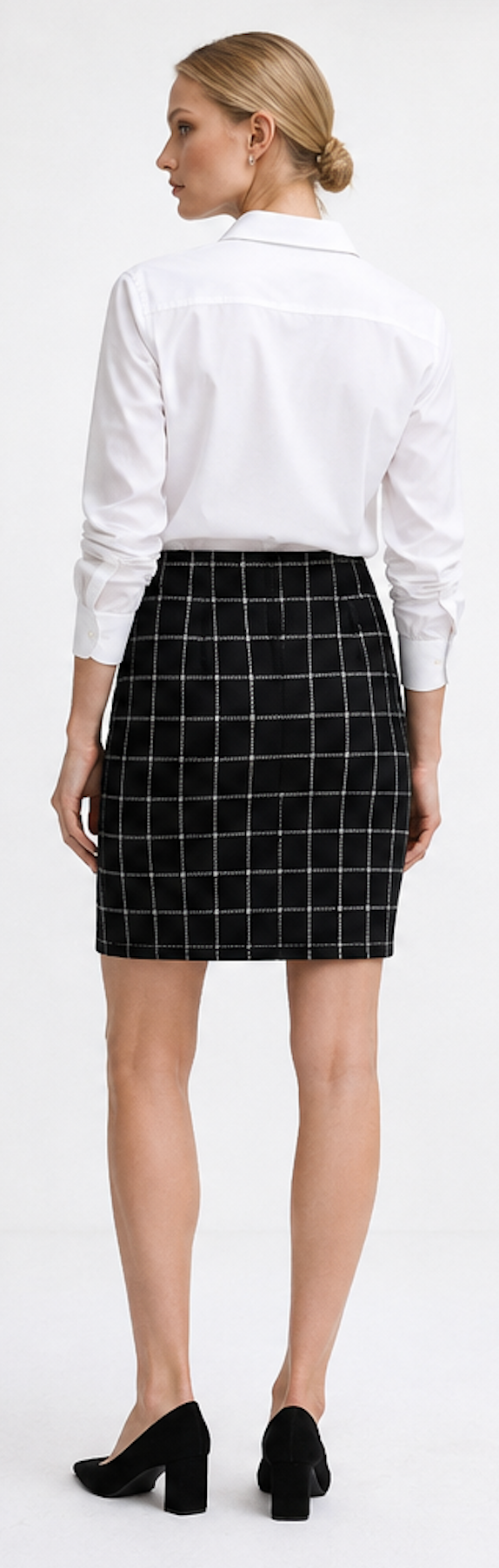 Windowpane check Stretch Skirt, minimum – Size S