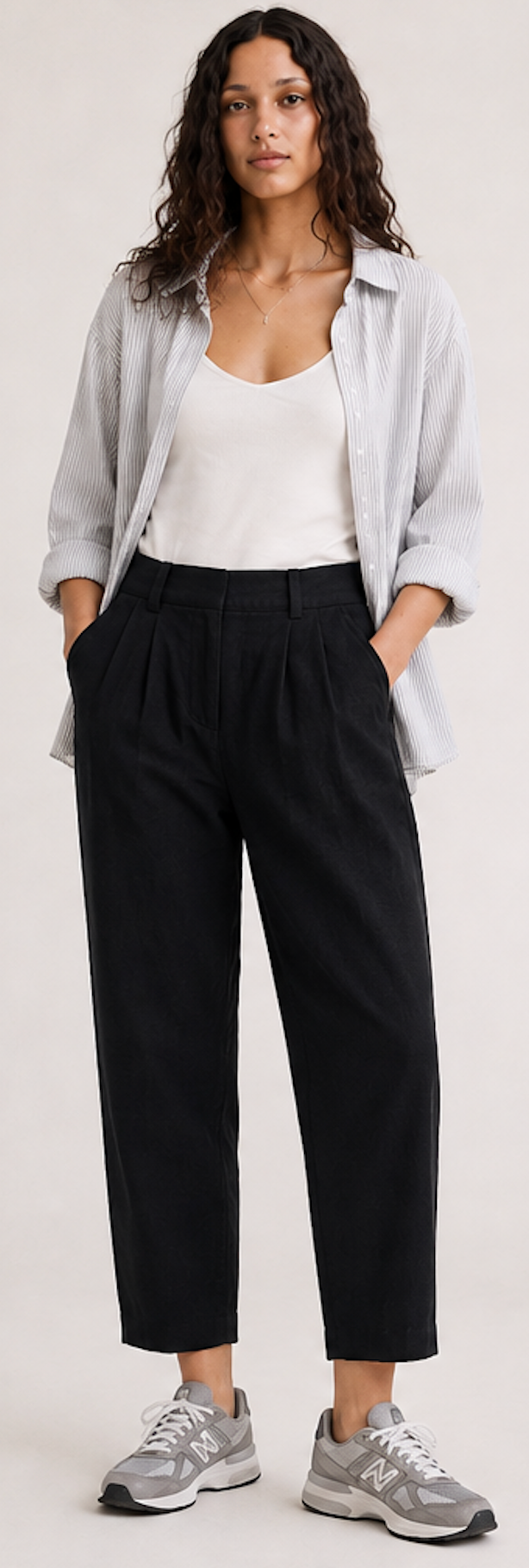 Black linen-blend Tapered Pants, H&M – Size 36