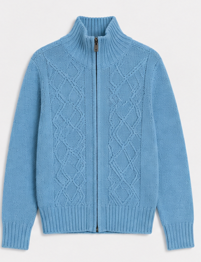 Light blue  Zip-Up Sweater, DEPARTIRE – Size XXL