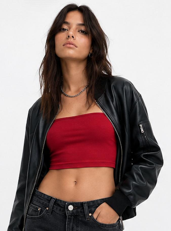 Bright red Tube Crop Top, SHEIN – Size M
