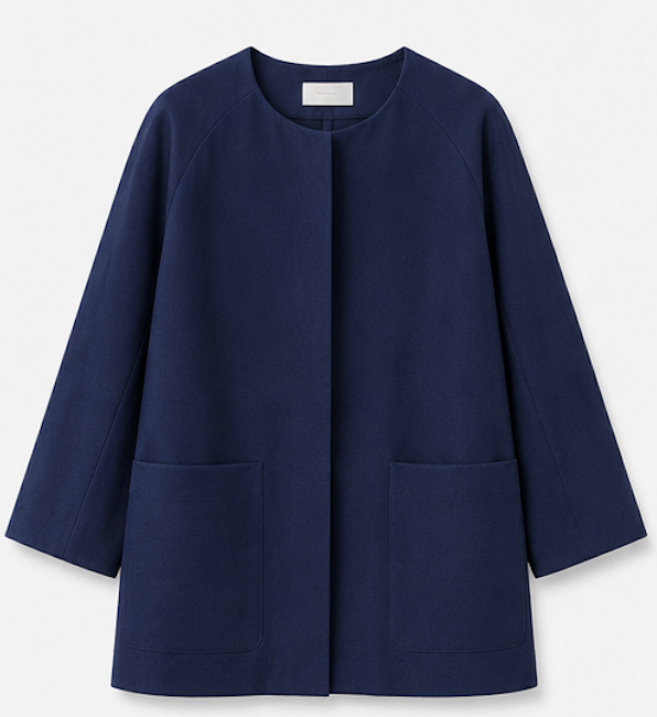Bright Blue Collarless Coat, H&M – Size 38