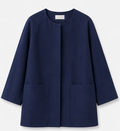 Bright Blue Collarless Coat, H&M – Size 38
