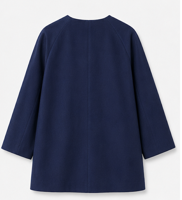 Bright Blue Collarless Coat, H&M – Size 38