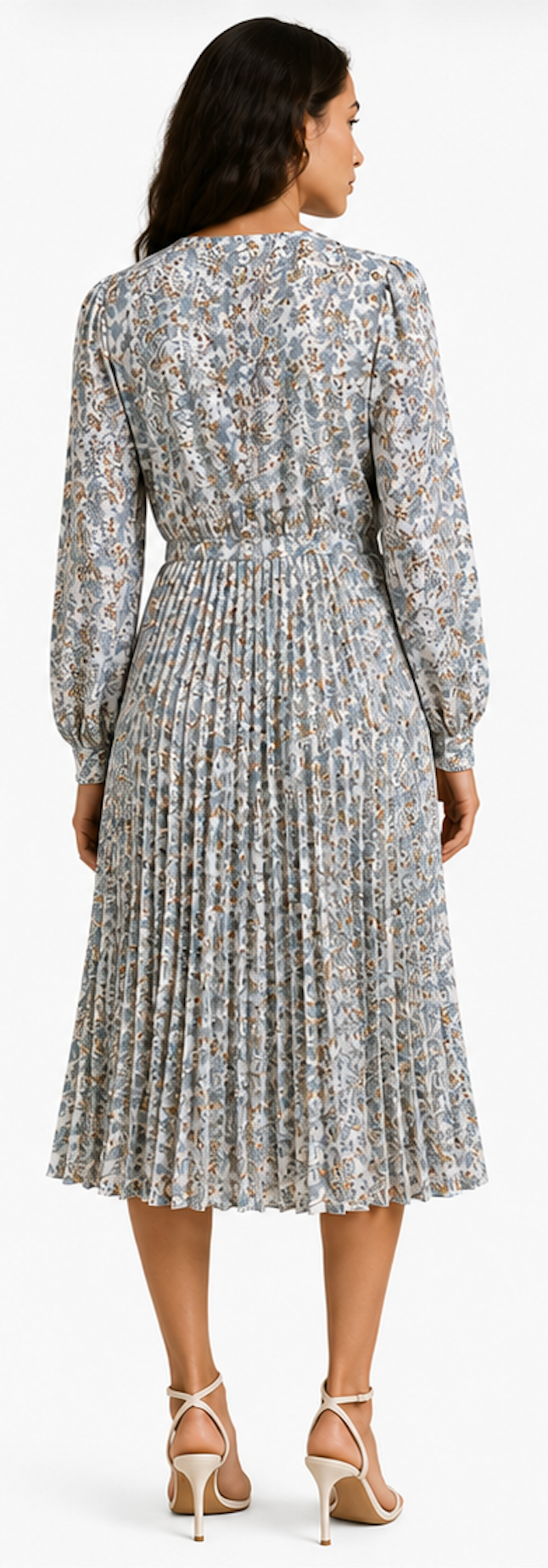 Light blue floral Pleated Midi Dress, RR – Size 42
