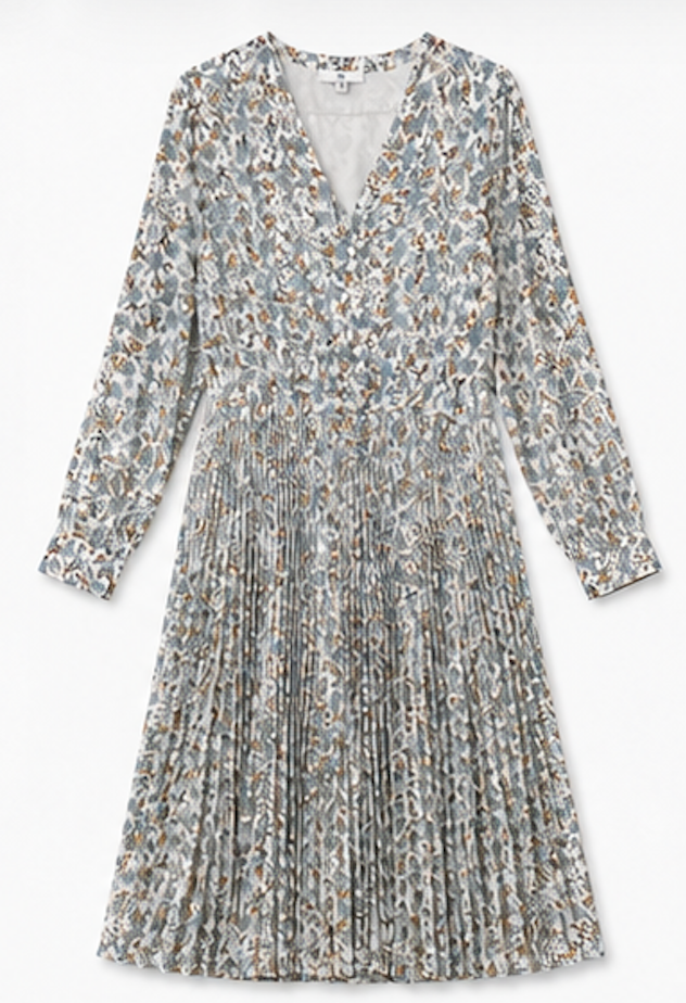 Light blue floral Pleated Midi Dress, RR – Size 42