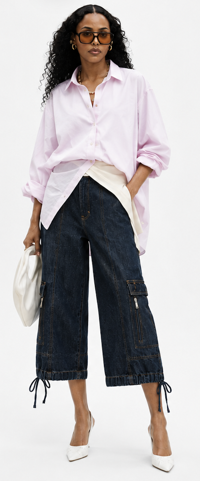 Dark-wash Cargo Capri Pants (Denim), MARC LAUGE – Size 36