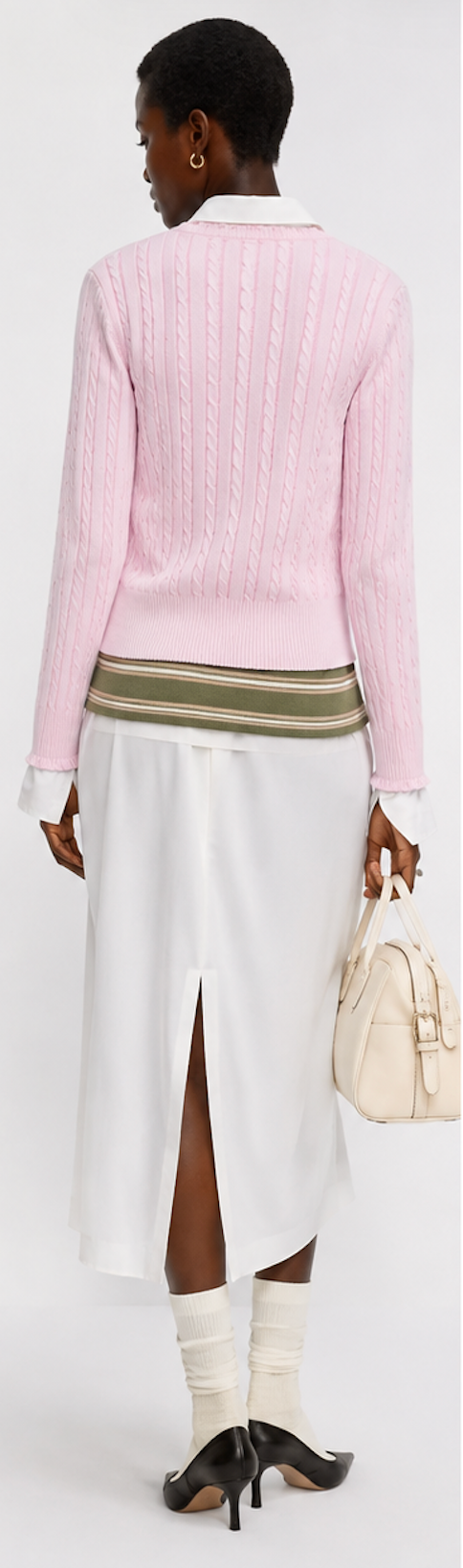 Light pink Cable Knit Cardigan, POLO RALPH LAUREN – Size L (12-14)
