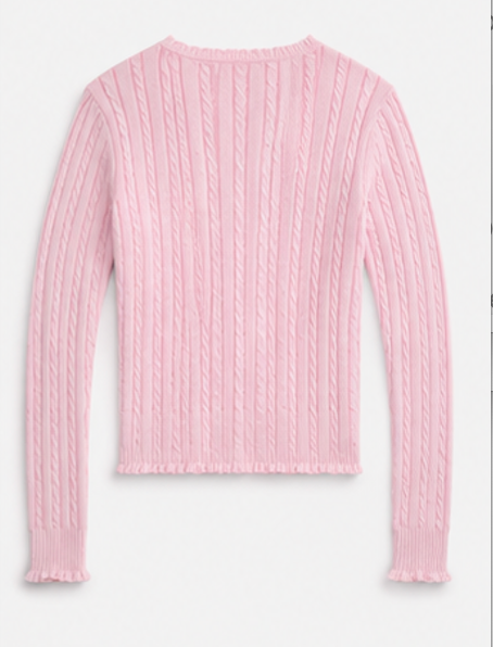 Light pink Cable Knit Cardigan, POLO RALPH LAUREN – Size L (12-14)