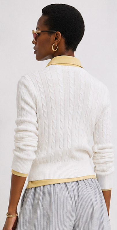 Classic white cable-knit Cardigan, POLO RALPH LAUREN – Size L (12-14)