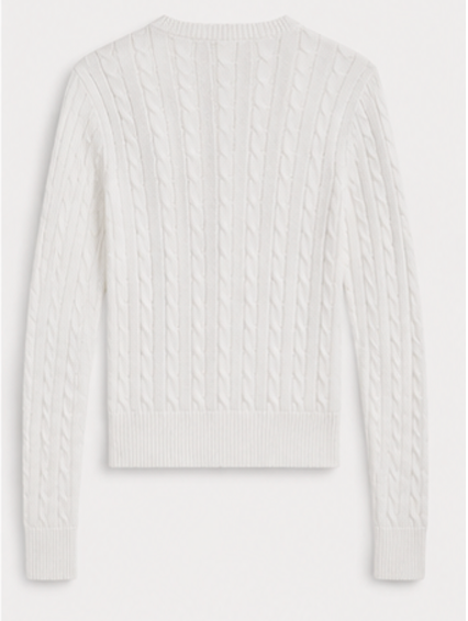 Classic white cable-knit Cardigan, POLO RALPH LAUREN – Size L (12-14)
