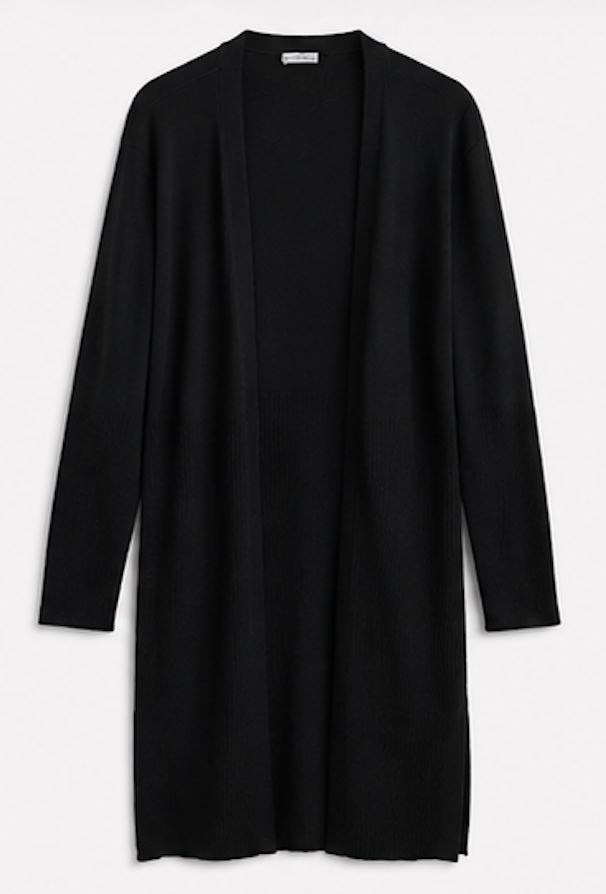 Black open-front Longline Cardigan, ZEN BASIC – Size M