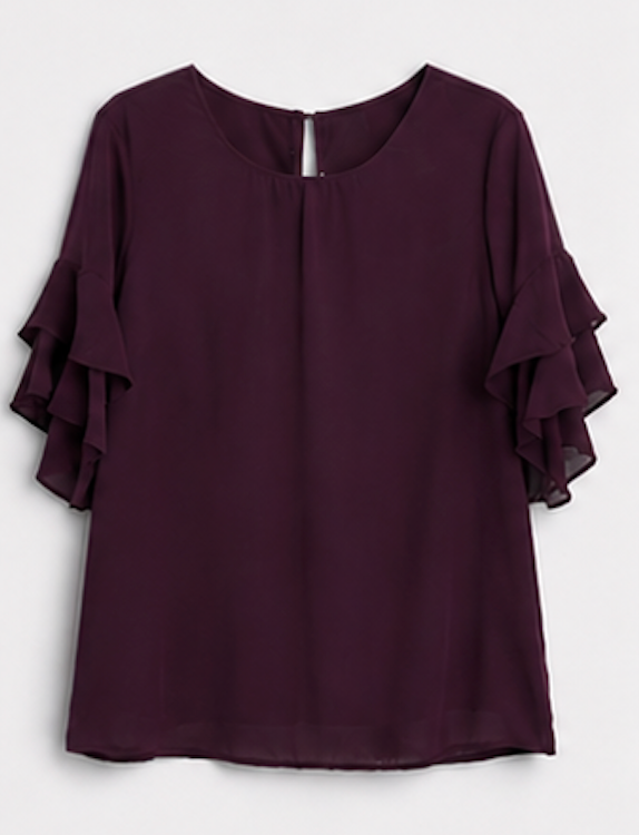 Plum purple Ruffle Sleeve Blouse, Japna – Size M