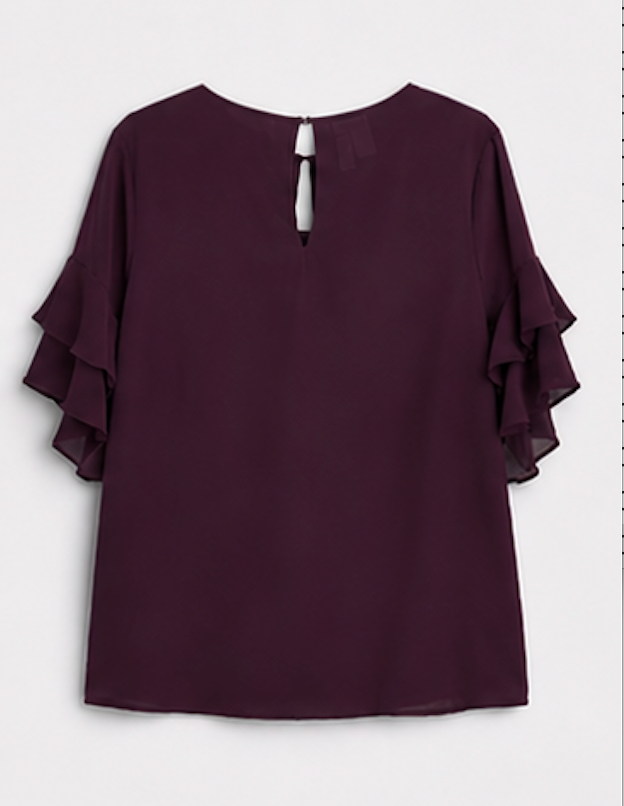 Plum purple Ruffle Sleeve Blouse, Japna – Size M