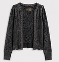 Dark grey cardigan with leather front edges, Eva Claudia – Size S