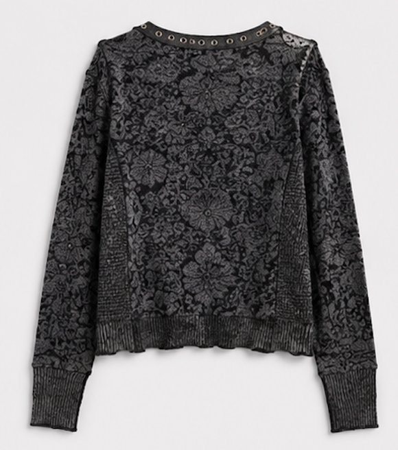 Dark grey cardigan with leather front edges, Eva Claudia – Size S