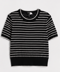 Black and white striped Short Sleeve Knit Sweater, DIVIDED H&M – Size XS