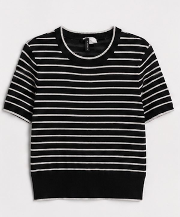 Black and white striped Short Sleeve Knit Sweater, DIVIDED H&M – Size XS