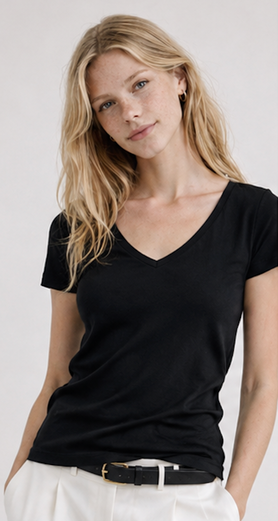 Classic black V-Neck T-Shirt, H&M – Size XS