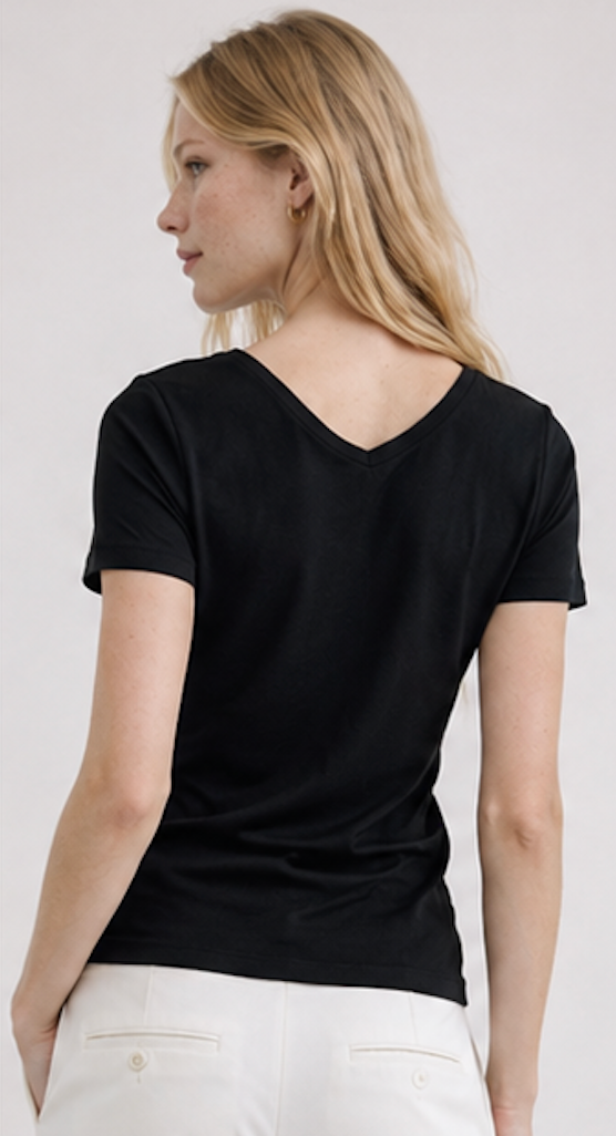 Classic black V-Neck T-Shirt, H&M – Size XS