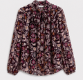 Floral Tie-Neck Floral Blouse, Ann Taylor Factory- Size XS
