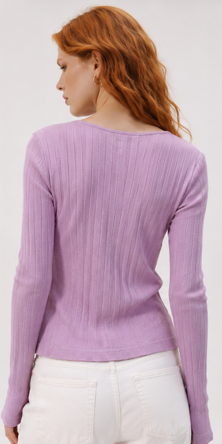 Lilac Long Sleeve Tee, NORGAARD PAA STROGET – Size S