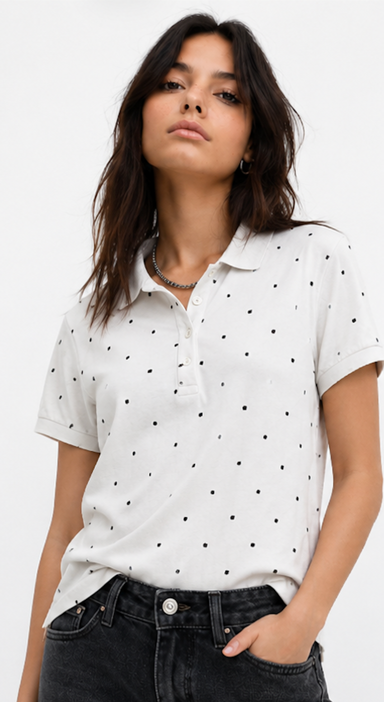 White short-sleeve Polo Shirt, SMOG – Size M